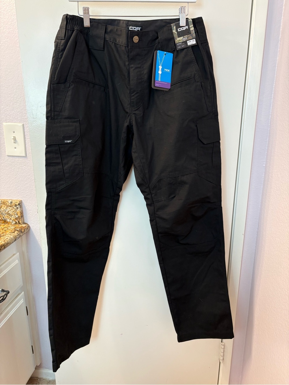 Men's Black Tactical Cargo Pants - Durable Workwear CQR Size 34 W/32 L NWT